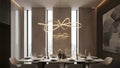 Modern dining room with abstract and dramatic lighting interior dining table chairs Royalty Free Stock Photo