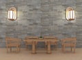 Modern dinning room with lamp interior in 3D rendering