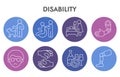 Modern Disability Infographic design template with icons. Caring for sick Infographic visualization in bubble design on Royalty Free Stock Photo