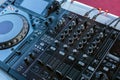 Modern dj sound mixer closeup, entertainment themes Royalty Free Stock Photo