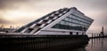 Modern Dockland office building in Hamburg - CITY OF HAMBURG, GERMANY - DECEMBER 21, 2021 Royalty Free Stock Photo