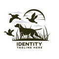 Modern dog hunting for ducks logo. Royalty Free Stock Photo