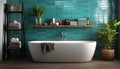 Modern domestic bathroom with clean bathtub, elegant sink, and comfortable shower generated by AI Royalty Free Stock Photo