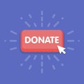 Modern donate button design with mouse click symbol. Vector illustration Royalty Free Stock Photo