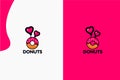 Modern Donuts Romantic and weeding couple dinner logotype design and vector illustration