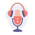 Modern doodle advertising concept with podcast logo show