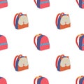 Modern doodle seamless pattern with two backpack Royalty Free Stock Photo