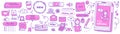 Modern doodle stickers for social media. Vector collection. Cutest patch set. Sketch cute icons