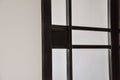 Modern door with black frame and frosted glass