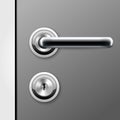 Modern door handle and keyhole for flat key - doorknob on door