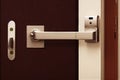 Modern door with metal lock and horizontal flat door handle