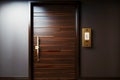 modern door with metal lock and horizontal flat door handle