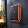Modern Doorbell with Orange Glow 3D Illustration Royalty Free Stock Photo