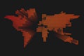 Modern dotted World map. Orange futuristic technology design on dark background. Vector illustratuon