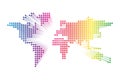 Modern dotted World map. Rainbow spectrum futuristic technology design on white background. Vector illustratuon Royalty Free Stock Photo