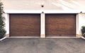 Modern double garage doors. Large automatic up and over garage doors.