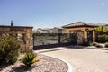 Modern Double Metal Entry Gates With Walk Thru Structure