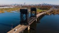 Modern Drawbridge + Manhattan Skyline - Hackensack River - Jersey City, New Jersey Royalty Free Stock Photo