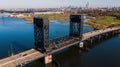 Modern Drawbridge + Manhattan Skyline - Hackensack River - Jersey City, New Jersey Royalty Free Stock Photo