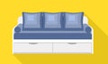 Modern drawer sofa icon, flat style