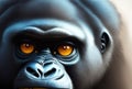 Modern drawing of Gorilla on colorful background. Colorful magic gorilla monkey, cartoon style painting. Generative ai art