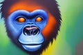 Modern drawing of Gorilla on colorful background. Colorful magic gorilla monkey, cartoon style painting. Generative ai art