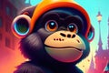 Modern drawing of Gorilla on colorful background. Colorful magic gorilla monkey, cartoon style painting. Generative ai art