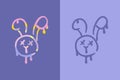 Modern dripping and rainbow bunny face collection. Perfect for T-shirt, print, poster, stationery. Hand drawn vector illustration