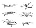 Modern drone collection on background, view from different sides Royalty Free Stock Photo
