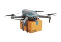Modern drone delivers package, revolutionizing last mile logistics and delivery Royalty Free Stock Photo