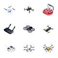 Modern drone icon set, isometric style