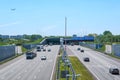 Modern dutch deepened highway A4 with land tunnel, named the Kethel Tunnel, in the direction of Rotterdam Netherlands Royalty Free Stock Photo