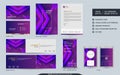 Modern dynamic colorful purple stationery mock up and visual brand identity set