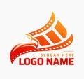 Modern eagle bird media logo with film strip Royalty Free Stock Photo
