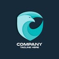 Modern eagle in shield and security logo. Vector illustration