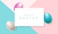 Modern Easter frame with eggs and pastel colors