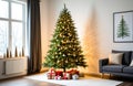 Modern eco-friendly Christmas tree with sustainable decorations Royalty Free Stock Photo