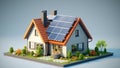 Modern Eco-Friendly Home with Solar Panels Overlooking a Pool - Generative AI Royalty Free Stock Photo