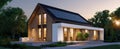 The modern eco-friendly house with solar panels and lush surroundings..AI generated image Royalty Free Stock Photo