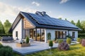 Modern eco friendly passive house with solar panels