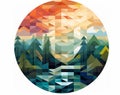 modern eco geometric nature mosaic background AI