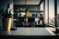 Modern eco spacious office with big windows. Royalty Free Stock Photo