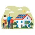 Modern eco suny panel on roof renewable electricity systems. Family house green energy