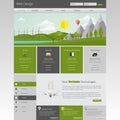 Modern Eco website template with flat eco landscape illustration Royalty Free Stock Photo