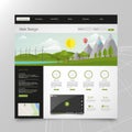 Modern Eco website template with flat eco landscape illustration Royalty Free Stock Photo