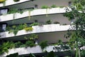 Modern Ecologic Skyscrapers With Much Green Plants On Every Balcony