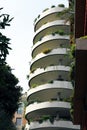 Modern Ecologic Skyscrapers With Much Green Plants On Every Balcony