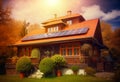 Modern ecology residental house. Cottage countryside building. Generative AI Royalty Free Stock Photo