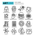 Modern editable line vector illustration, set of science icons