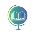 Modern Education Globe Icon with Open Book Royalty Free Stock Photo